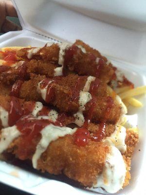 #6 Fried shrimp and crabsticks with French fries $7.00