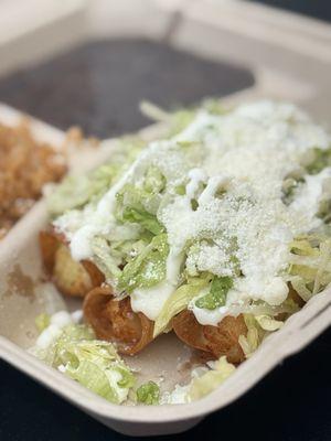 Fried flautas with cheese