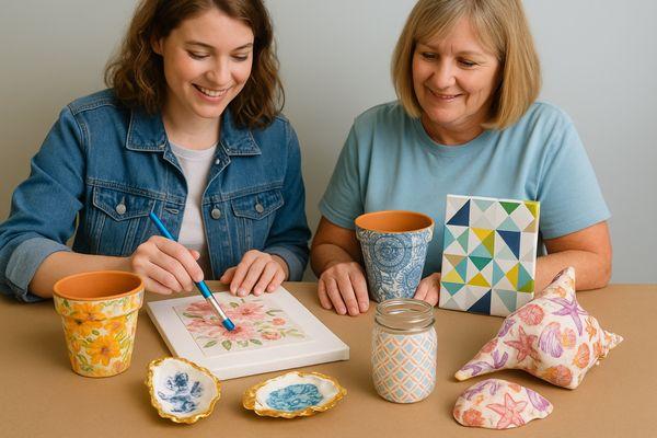 Decoupage workshops, shells, jars and flower pots, oh my!