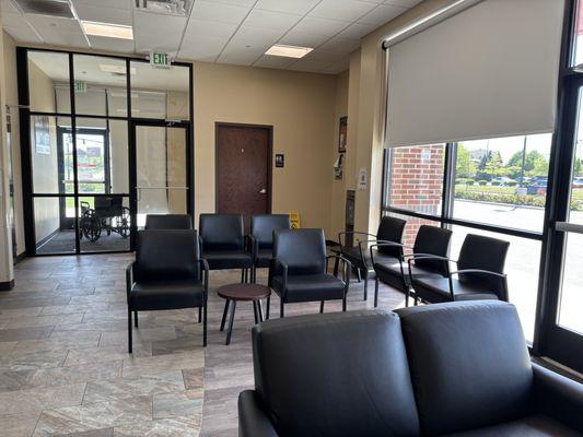 Waiting room inside Hometown Urgent Care & Occupational Health in Canal Winchester, Ohio.