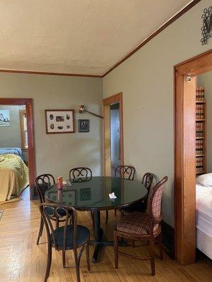 You can eat breakfast while watching your guests get dressed. How efficient.