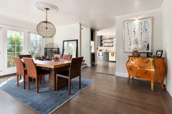 Dining room entrance widened to create an open floor plan in a 1920's home.
