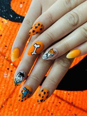 Flintstone Themed Halloween Nails