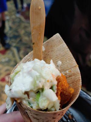 Cole slaw and buffalo chicken bite from Bella Terra