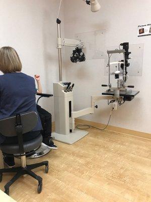 My 5 yr old having his vision tested at Children's.