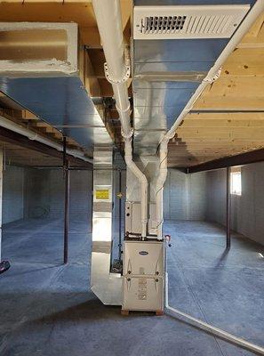 Simple system in this new build. HE furnace and a/c. We always leave our jobs cleaner than we found them.