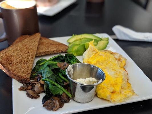 Eggs, meat and toast