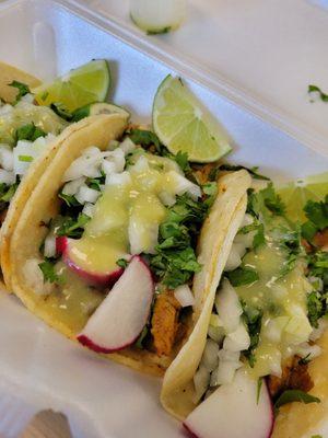 Al pastor and adobada tacos