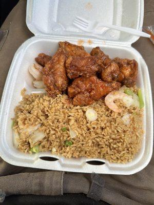 Shrimp Fried Rice w/7 piece Braised Chicken Wings