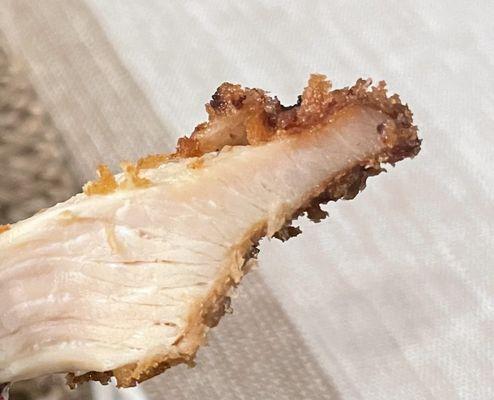 "Crispy chicken" that has the texture of rubber. It is poor quality.