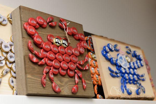 Bottle Cap Crab Art by Bottle Cap Magic.