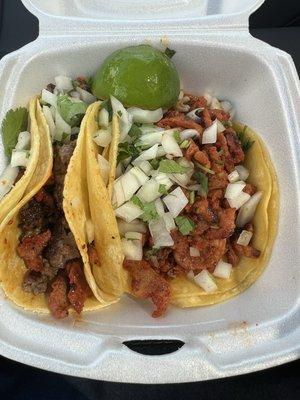 Fajita on the left El Pastor on the right