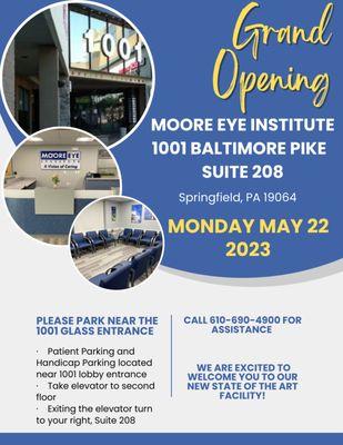 Grand opening! New office location at 1001 Baltimore Pike Springfield PA 19064