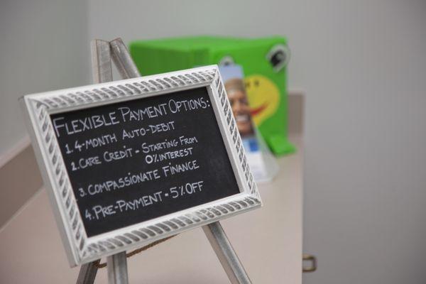 The many flexible payment options to choose from.