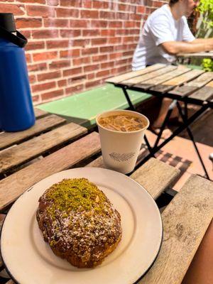 Pistachio Chocolate Croissant & Earl Gray Latte!
