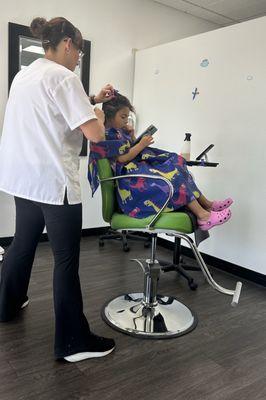 my daughter getting her head treated