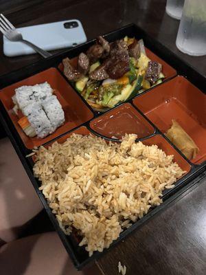 Bento box with steak