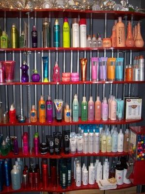 We carry retail hair care products from, TIGI, Bedhead, J Beverly Hills, Bennifactor, pro-flat irons jewelry, nail care, & more.