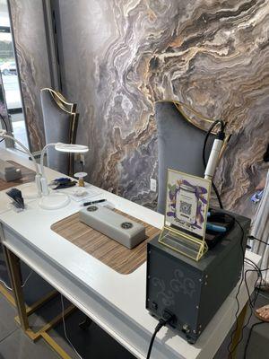 The beautiful set up at the store for the final jewelry welding step!