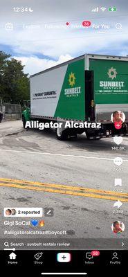 Their rental company box truck driving through Alligator Auschwitz in the Florida Everglades