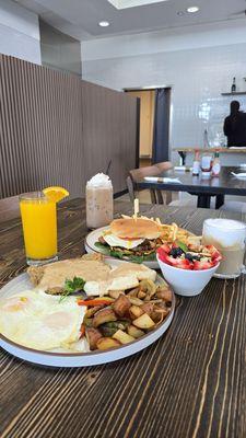 Morning Burger and Country Fried Steak and Eggs