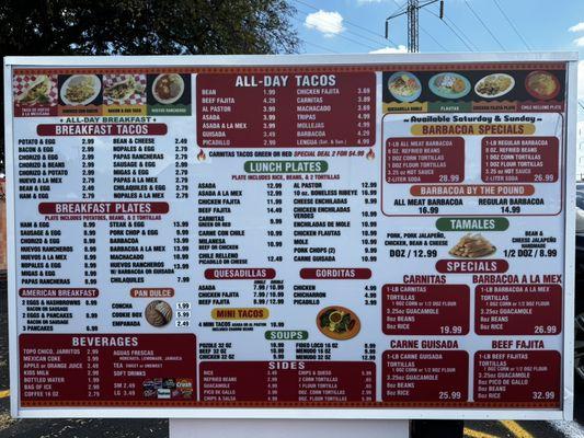 Updated Drive Thru Menu