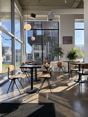 Indoor seating with lots of natural lighting