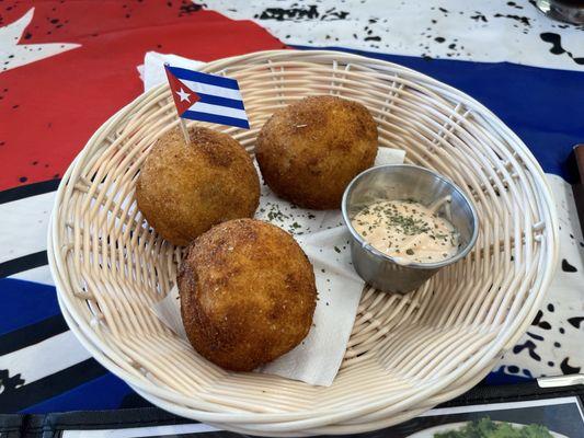 Potato balls with ground beef inside