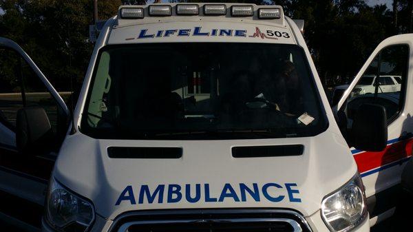 Lifeline's ambulance after they pulled over. Front doors open. Not on a call.