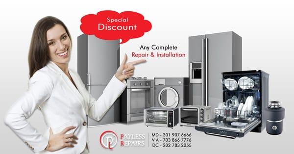 Special Discount for any Installation and Repair Services. For more details visit http://www.payless-repairs.com