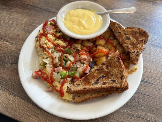 Western scrambler with Hollandaise sauce.