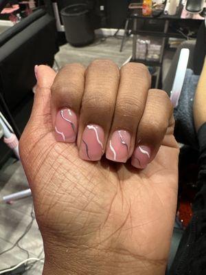 Acrylic over lay on natural nails.