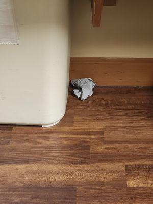 Dirty gloves in the floor