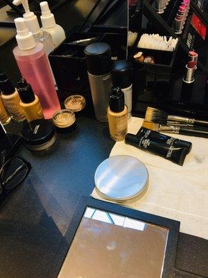 All the foundation colors she tried on me.