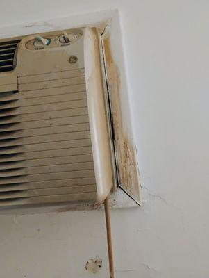 This is the old air conditioner unit when they told me last year I would get a new one