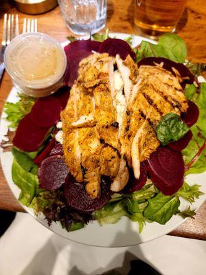 Beet and Gorgonzola salad, added chicken