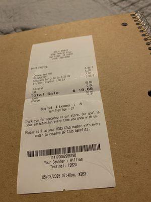 Big K Market Receipt.