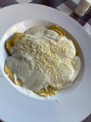 Seafood Ravioli with Alfredo sauce