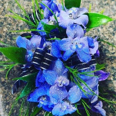 Blue Delphinium Custom Wrist Corsage $44.99