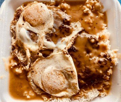 7. Loco Moco Plate (Side Mac Salad not pictured)