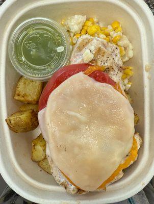 Chicken Caprese, had heirloom tomato from a farm near by and house made pesto. Also a delicious meal!!