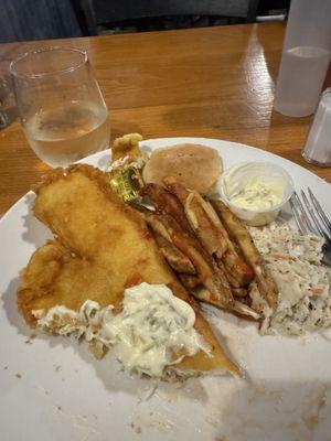 Beer Battered Haddock Fish Fry With Fresh Cut Fries and Coleslaw
