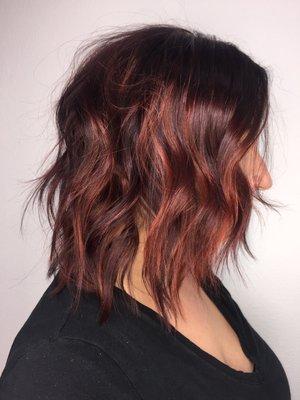Red and copper balayage