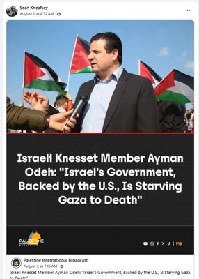 Obsessive anti-Israel content posted by SK publicly on his own Facebook page