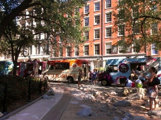 Sitting down watching the trucks as I'm in a food coma