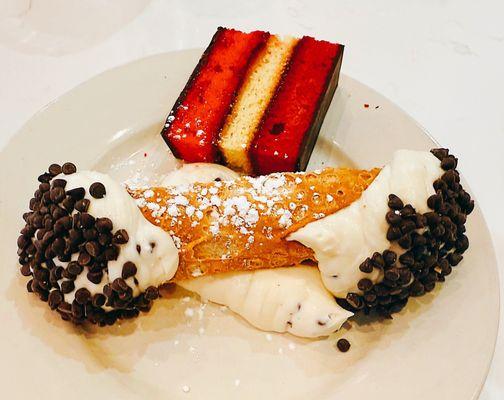 cannoli and rainbow cookie