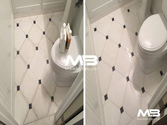 Marble floor cleaning, refinishing to a matte finish