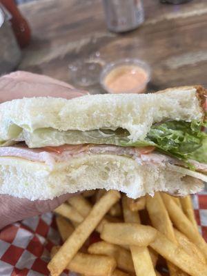 $12 turkey and avocado with 2 thin slices of turkey & one slice of cheese. Pretty sad!