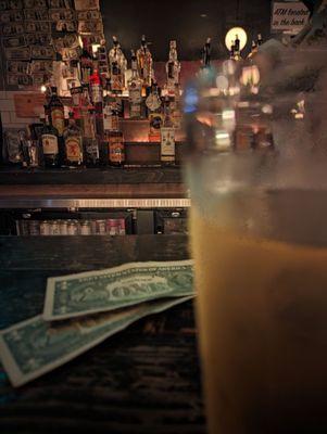 Late night beer on draft.
