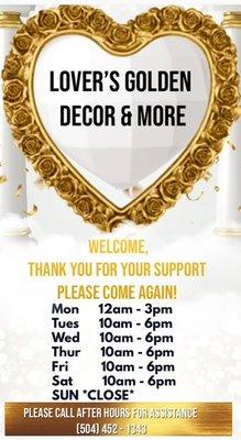 Lover’s Golden Decor & More
